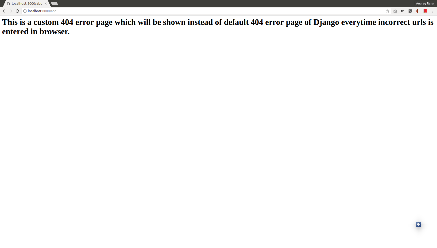 displaying custom 404 error page not found page in django